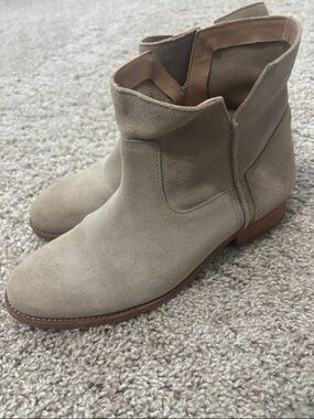 Frye Beige Suede Ankle Booties